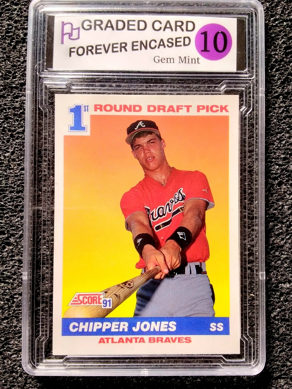 Chipper Jones Atlata Braves HOF Baseball Rookie Card. Graded 10 Gem Mint